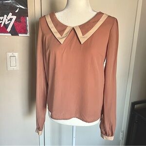 Cute Pink Long Sleeve Collared Shirt